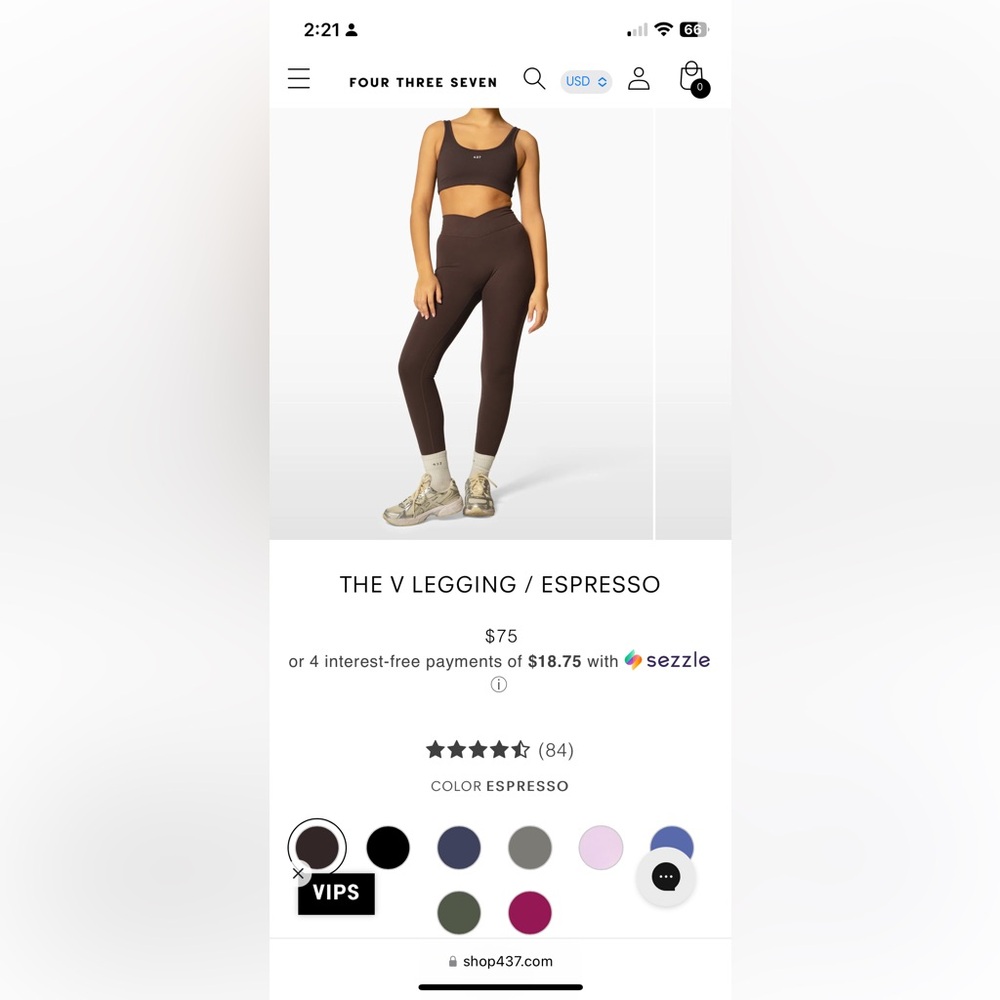 437 V Legging in Espresso